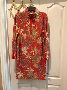 Jude Connally Red Floral Long-Sleeve Shift Dress